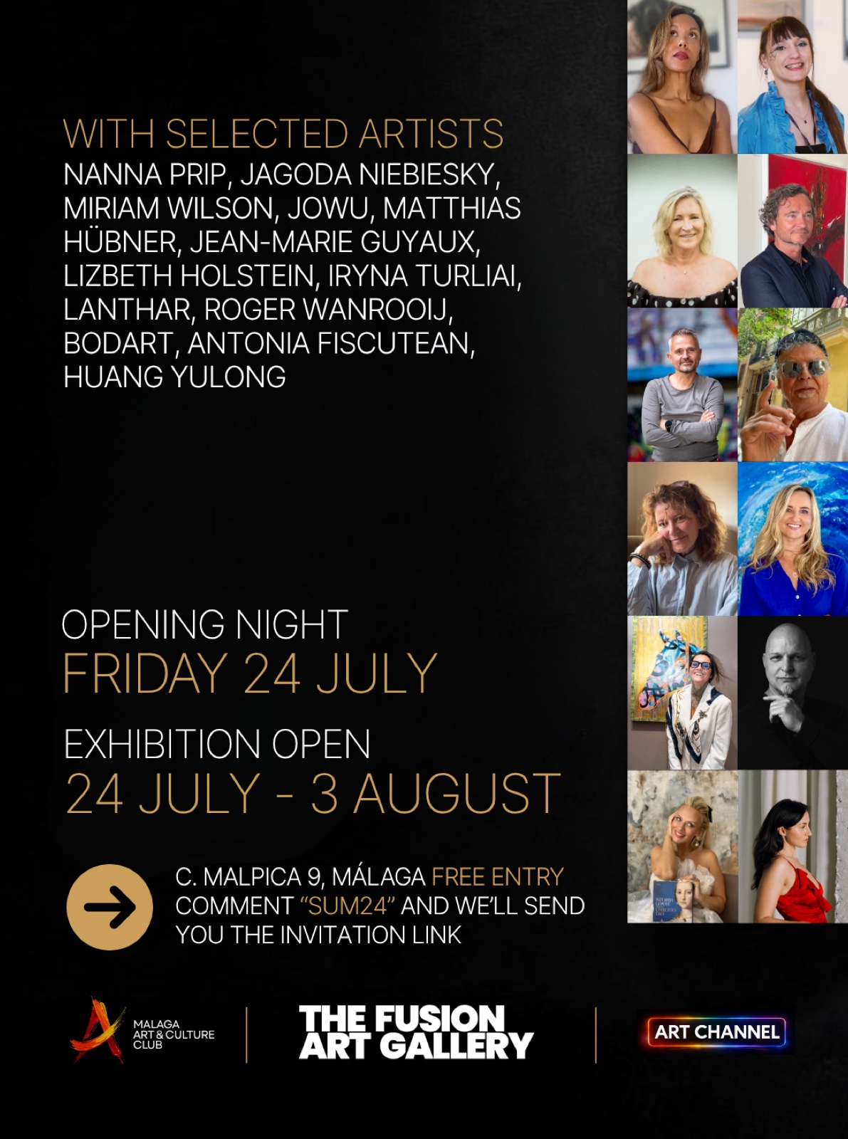 Artists lineup for The Spanish Summer Special including Miriam Wilson / ROSC ART