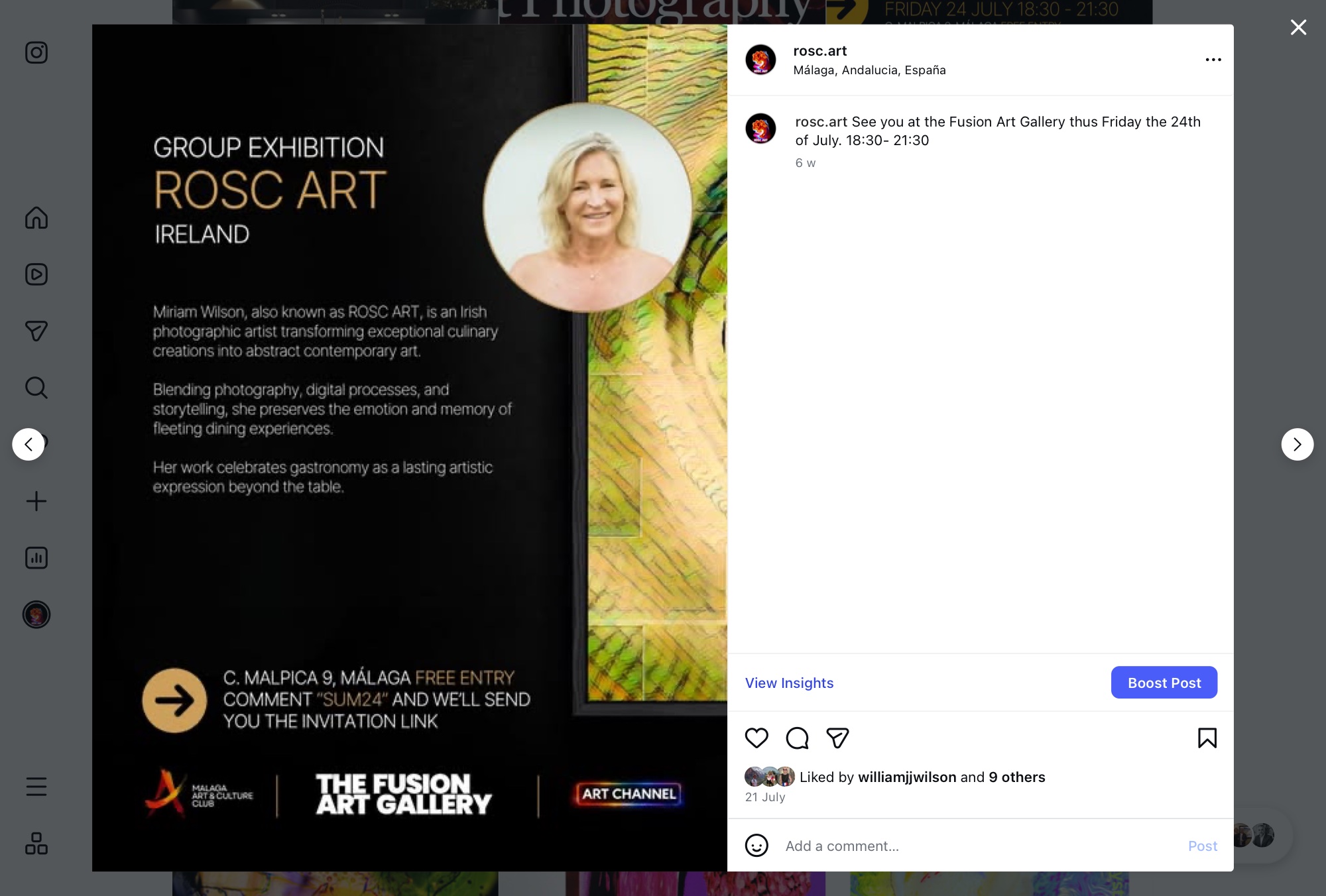 ROSC ART group exhibition announcement — Fusion Art Gallery Málaga