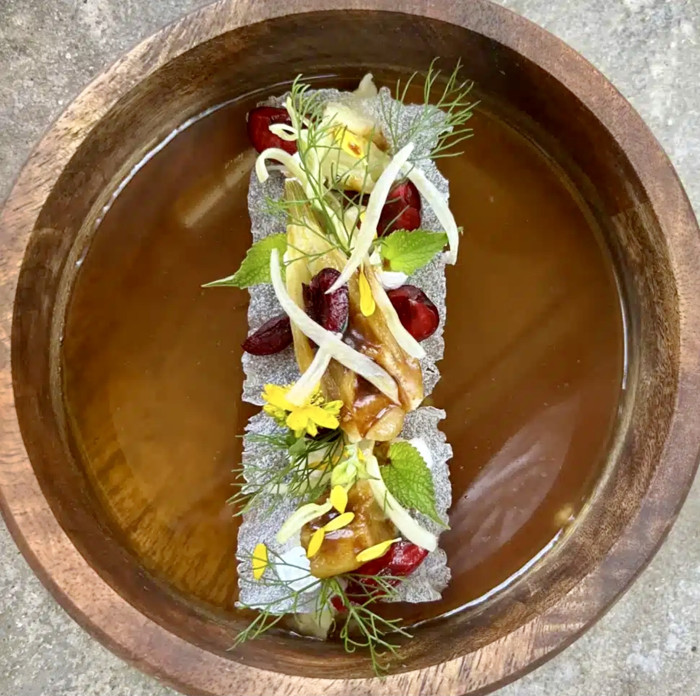 Michelin Star Chef René Mathieu Woodland Fusion Dish - Fields Restaurant Luxembourg Original Culinary Art