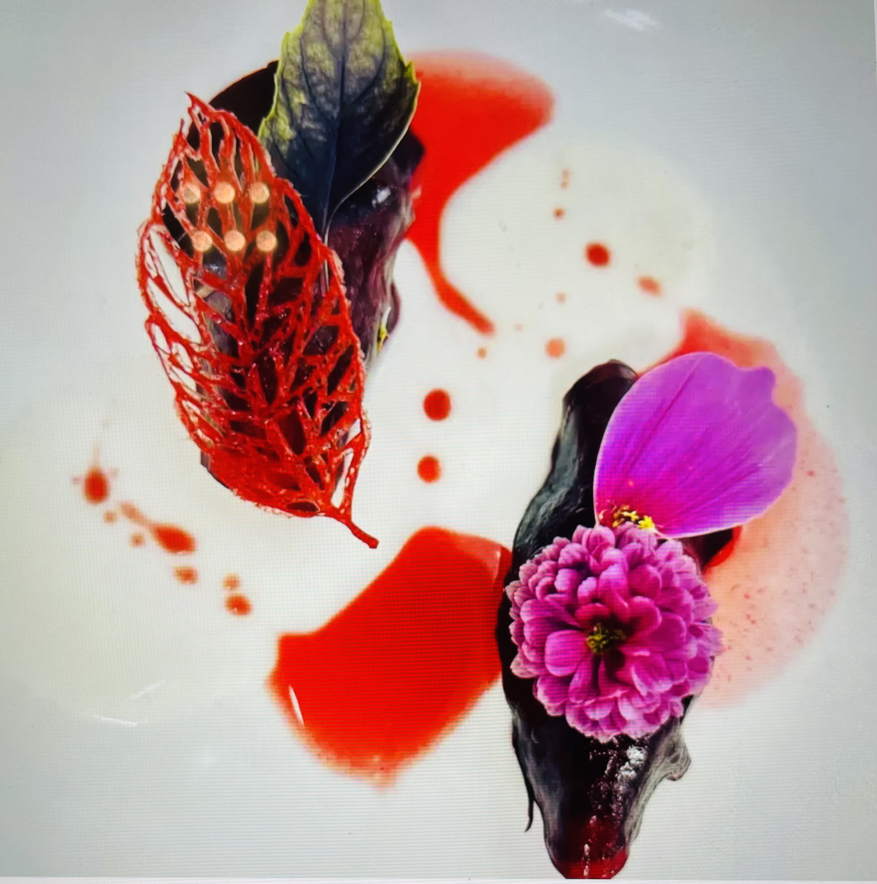 Michelin Star Chef René Mathieu Raspberry Melody Dish - Fields Restaurant Luxembourg Gourmet Culinary Creation